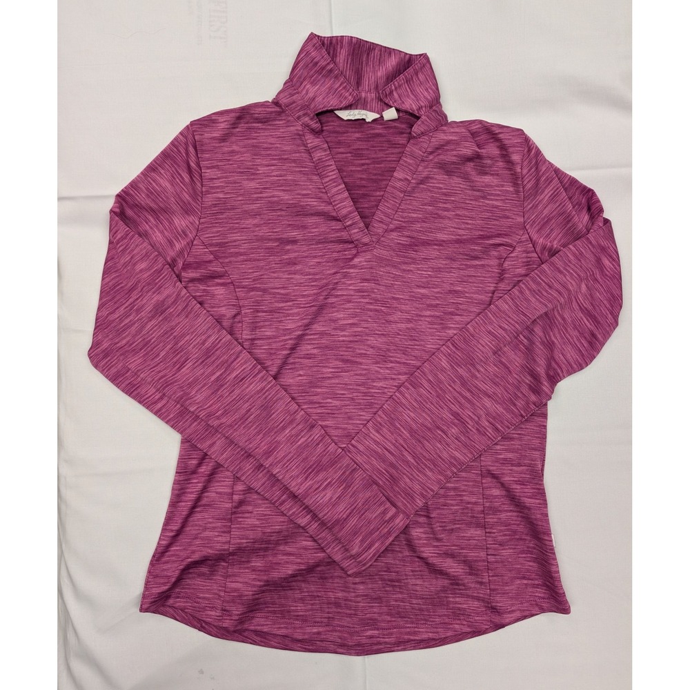 Lady Hagen Women XS Pink Space Dye Performance Long Sleeve Golf Pullover Stretch